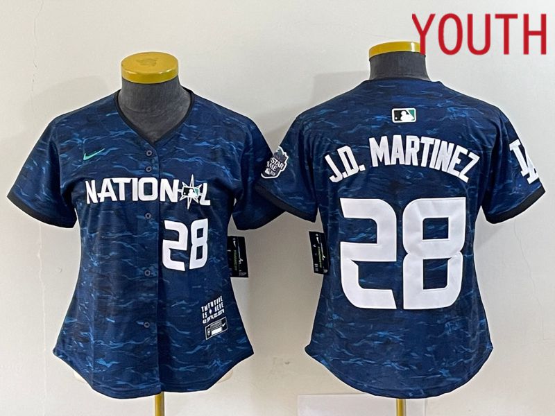 Youth Boston Red Sox 28 J.D.Martinez National League Nike Royal 2023 MLB All Star MLB Jersey